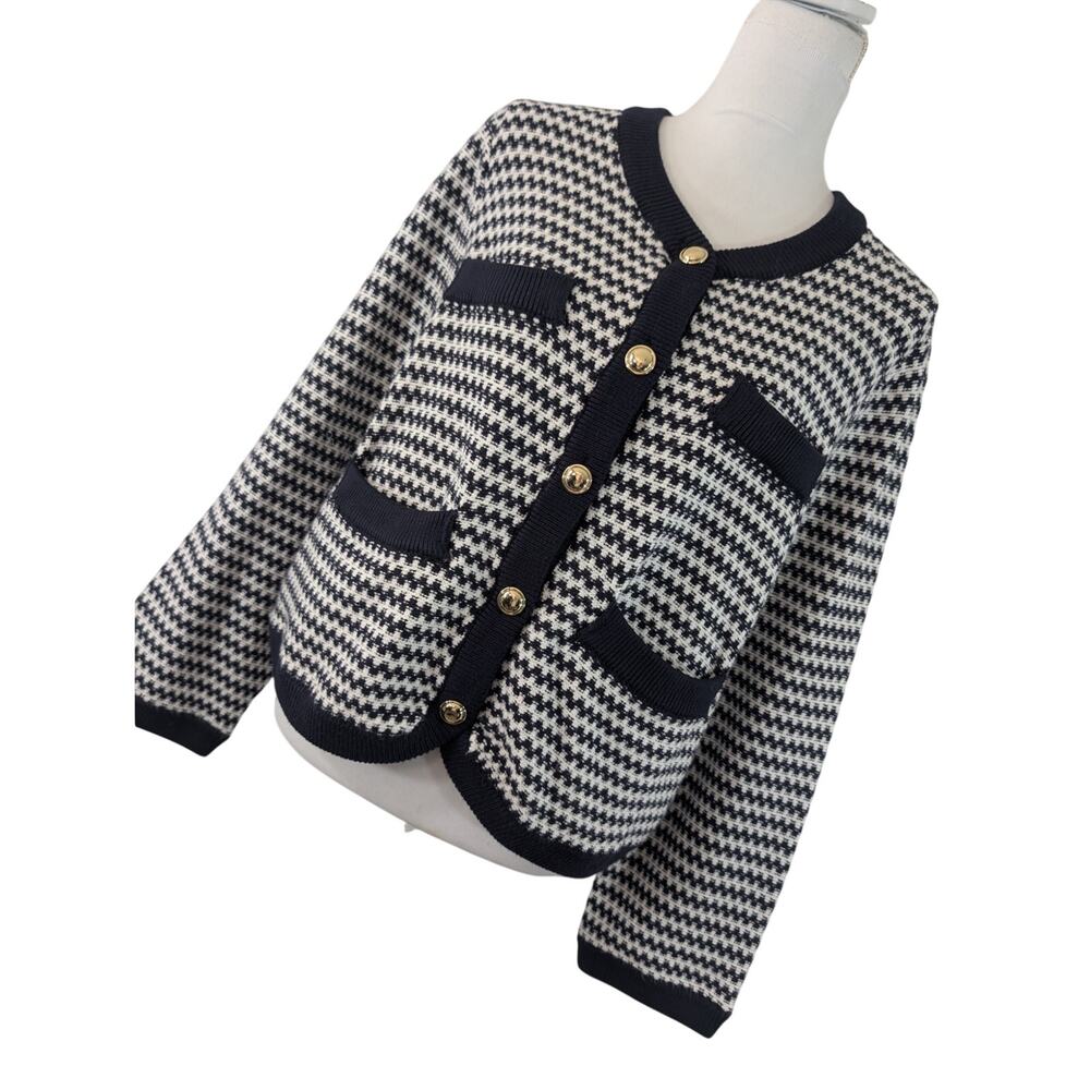 NWOT! FREE ASSEMBLY! BLACK & WHITE BLOCK STRIPED, POCKETED CARDIGAN SWEATER! XXL - Picture 13 of 14